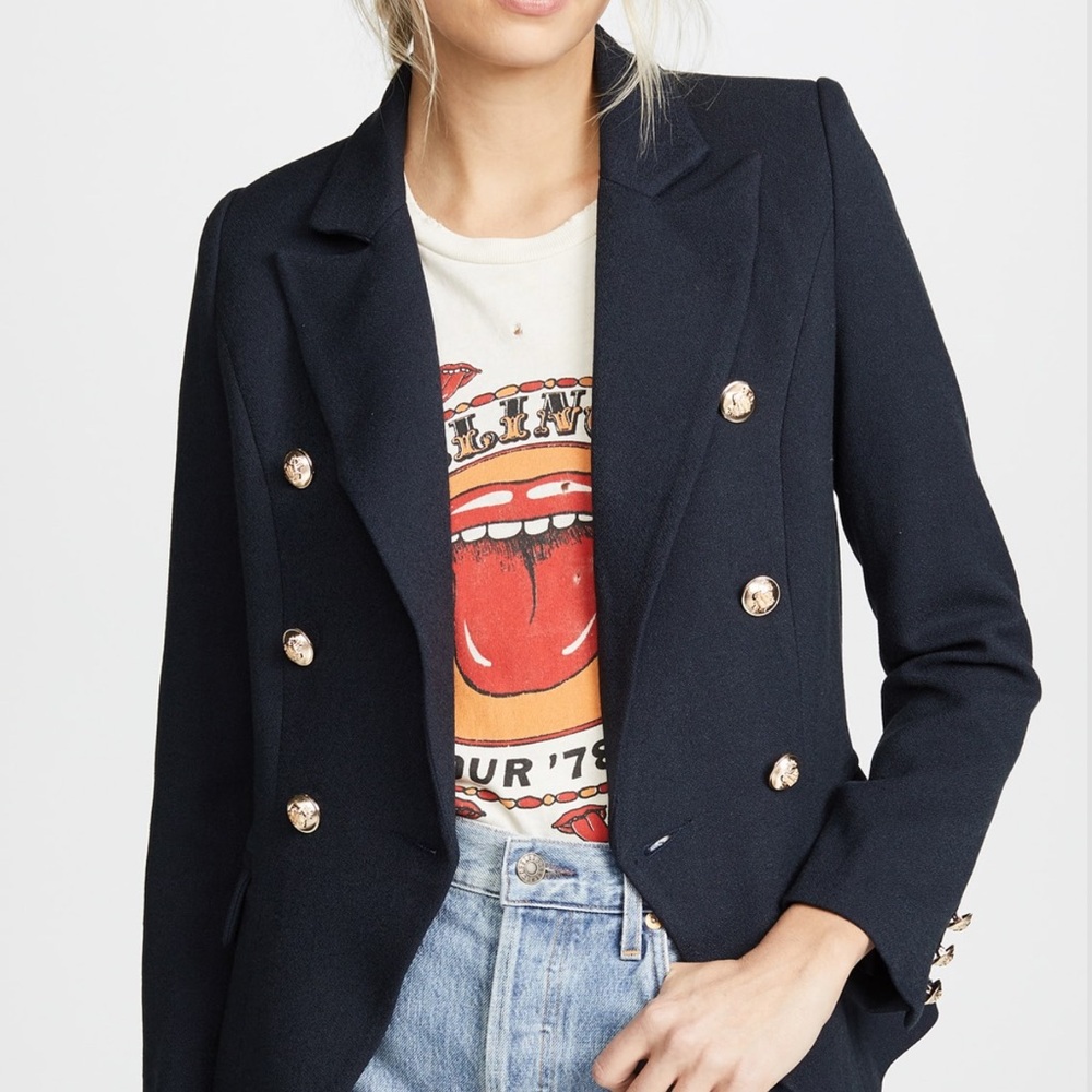 Lioness Midnight Double-Breasted Blazer with Gold Buttons - Size S